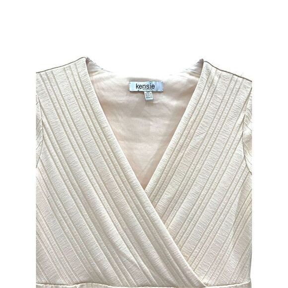 Kensie Dress Women's Cream V-Neck Long-Sleeve A-Line Midi Dress Size XS NWT - Picture 8 of 12